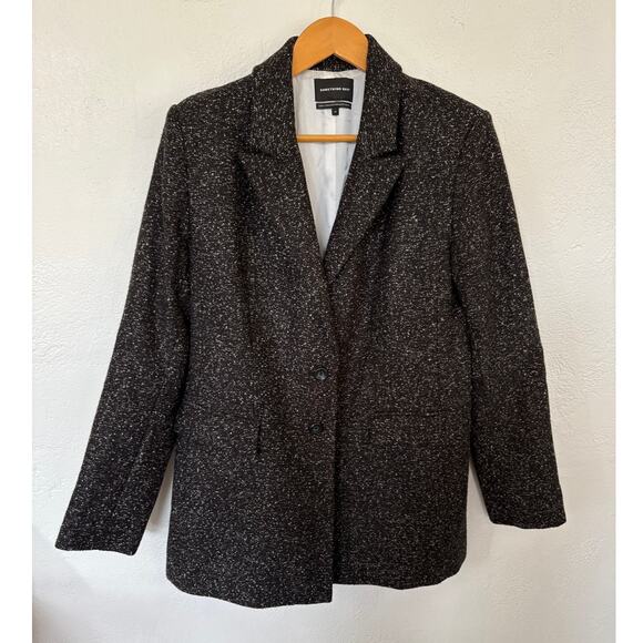 Something Navy Longline Blazer Medium Office Peacoat Black Textured - Picture 1 of 6